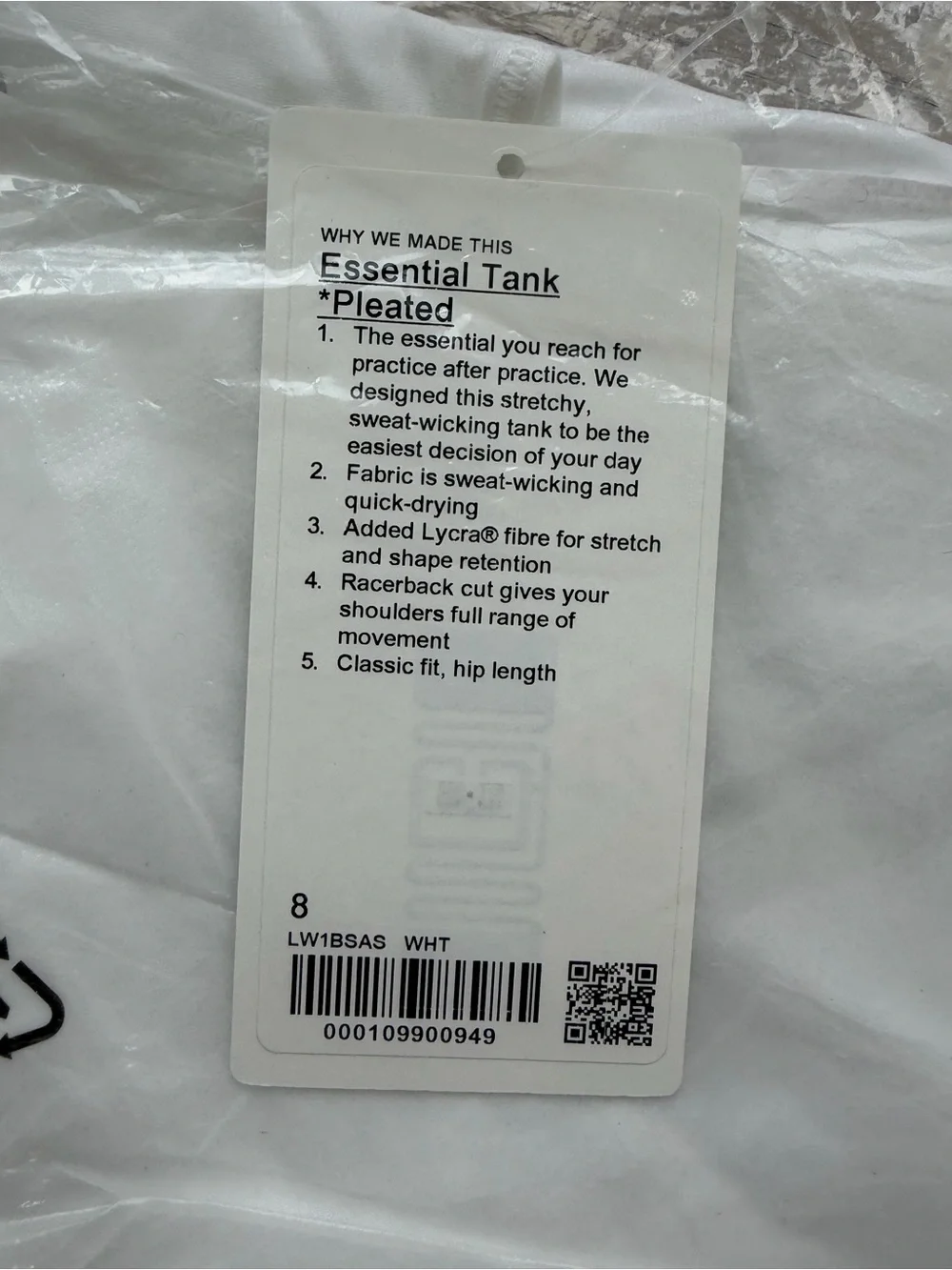 Lululemon essential pleated tank NWT